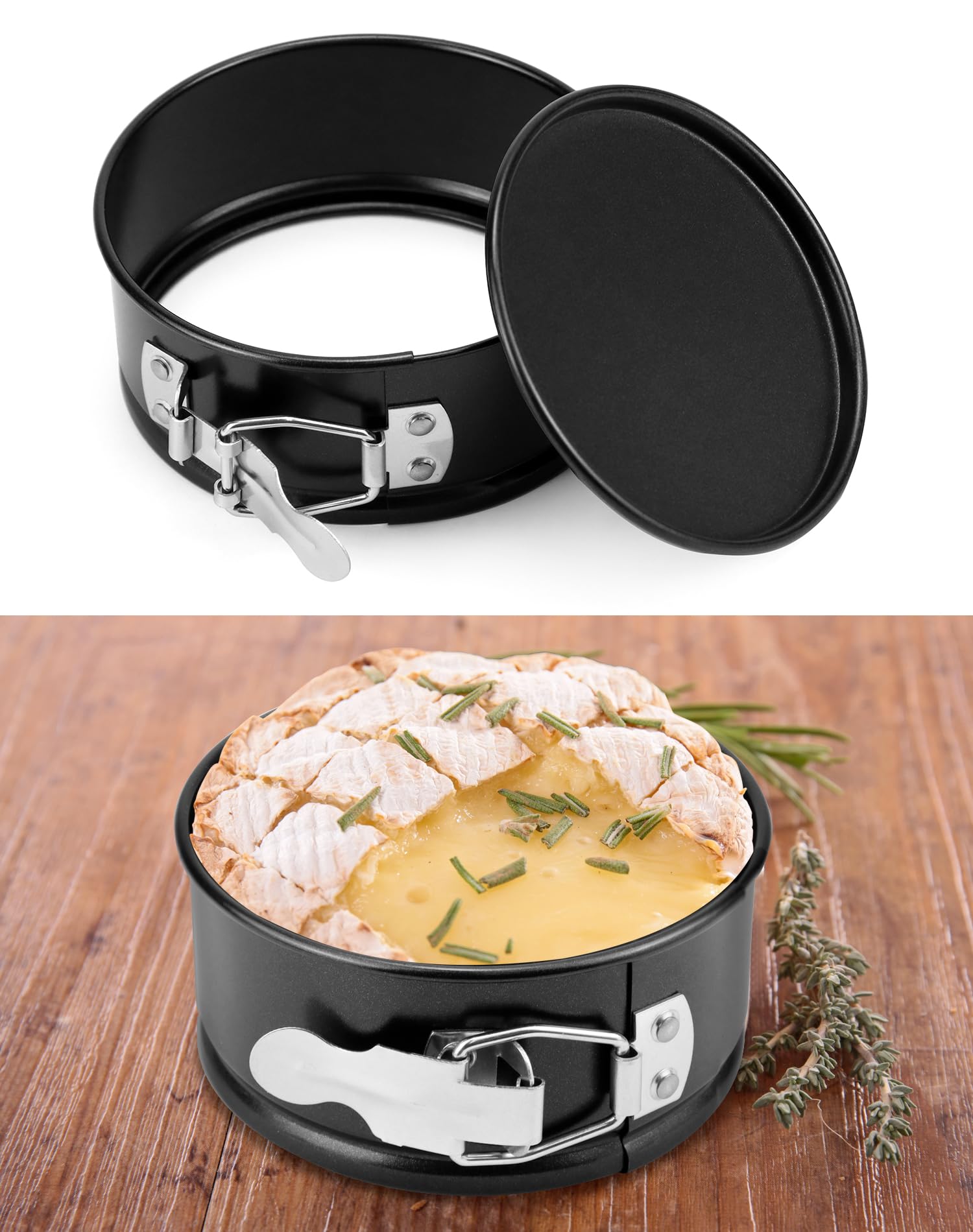 QWORK 4-inch pan removable bottom for easy dessert release.