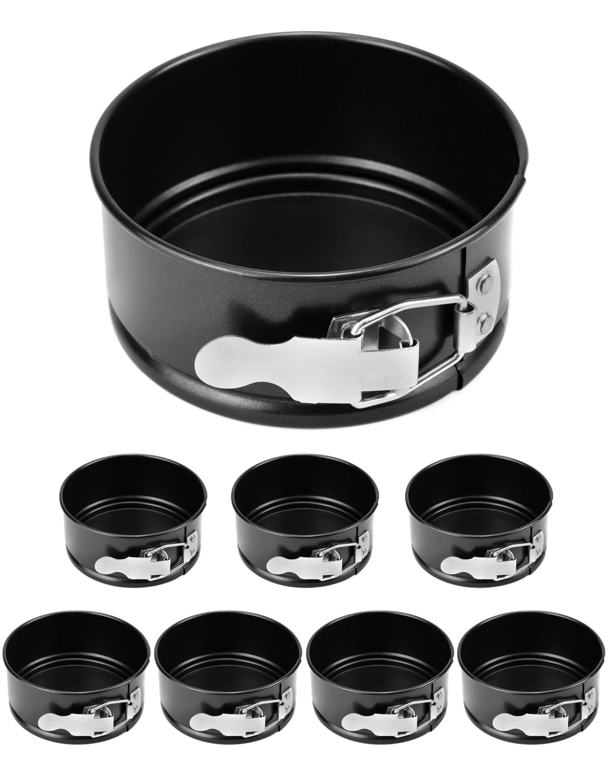 QWORK 4-inch springform pan set top view, compact and sturdy for mini desserts.