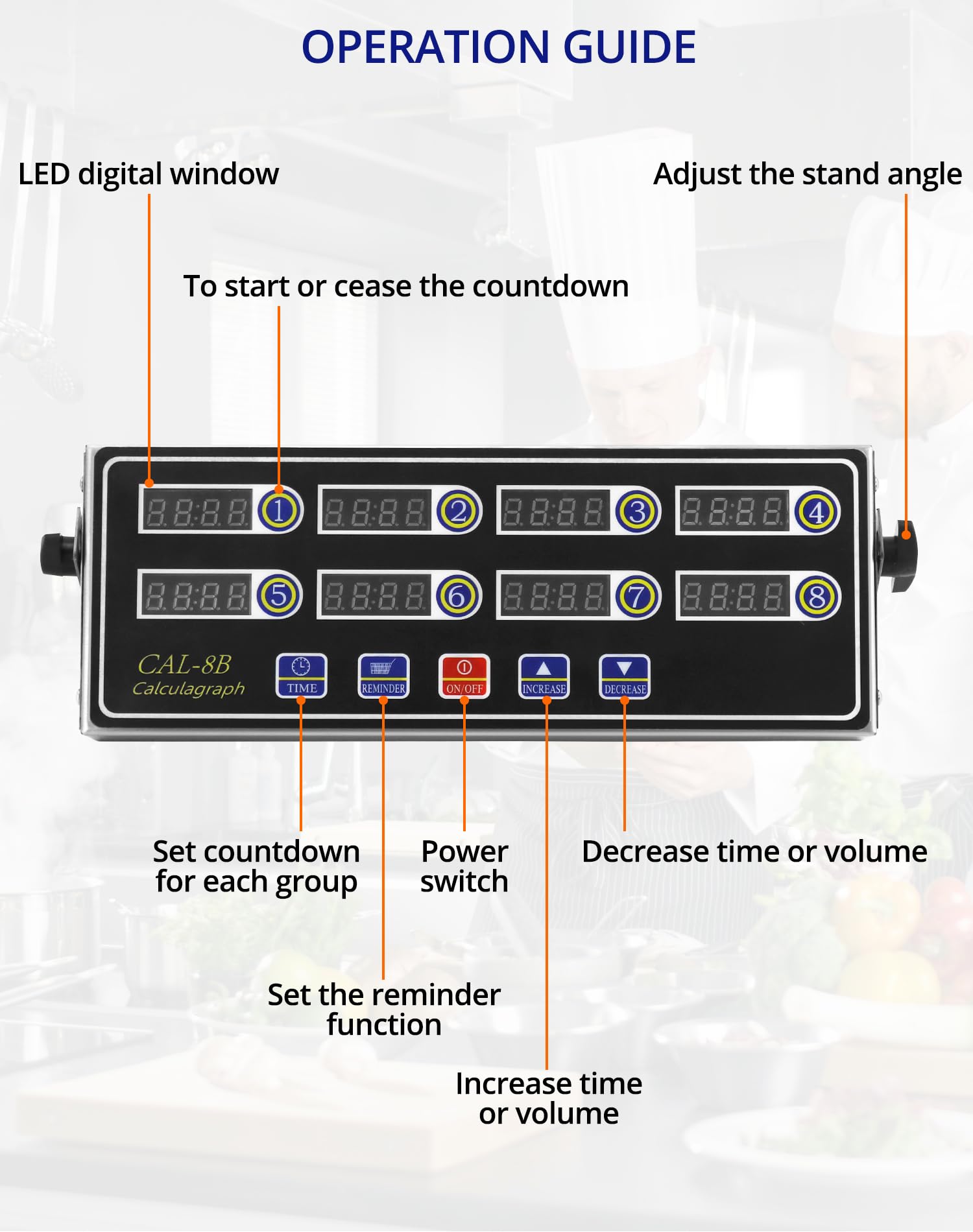 QWORK timer bracket mounting shown for standing or hanging installation.