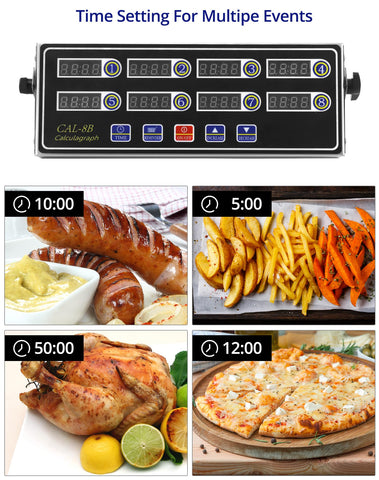 QWORK digital timer demonstrates independent interval reminders for multiple dishes.