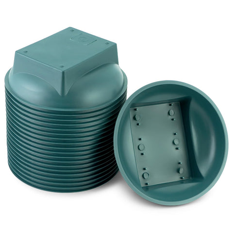 QWORK green plastic floral bowl with water reservoir supports fresh-looking arrangements.