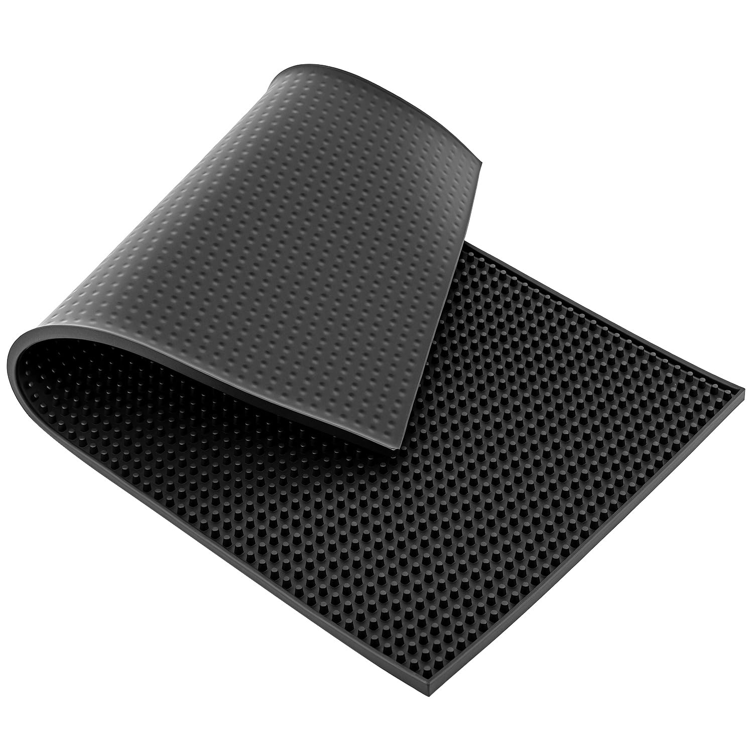 QWORK bar mat with recessed surface catches spills for easy cleanup.