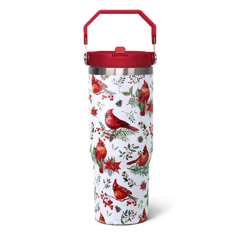 qwpmvhsak red cardinal tumbler with handle ideal for on-the-go beverages