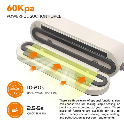 QWUE vacuum sealer with digital display for precise, easy control.
