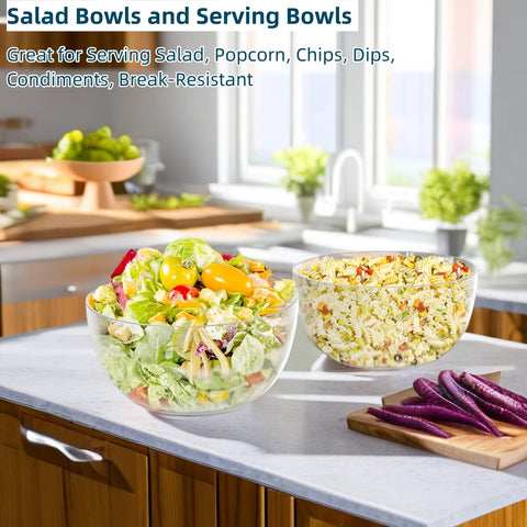 Qxbekmor clear plastic bowls simplify serving chips, popcorn, and dips.