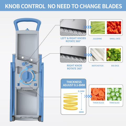 QYKIC upgrade safe mandoline slicer blue dice cut for versatile prep