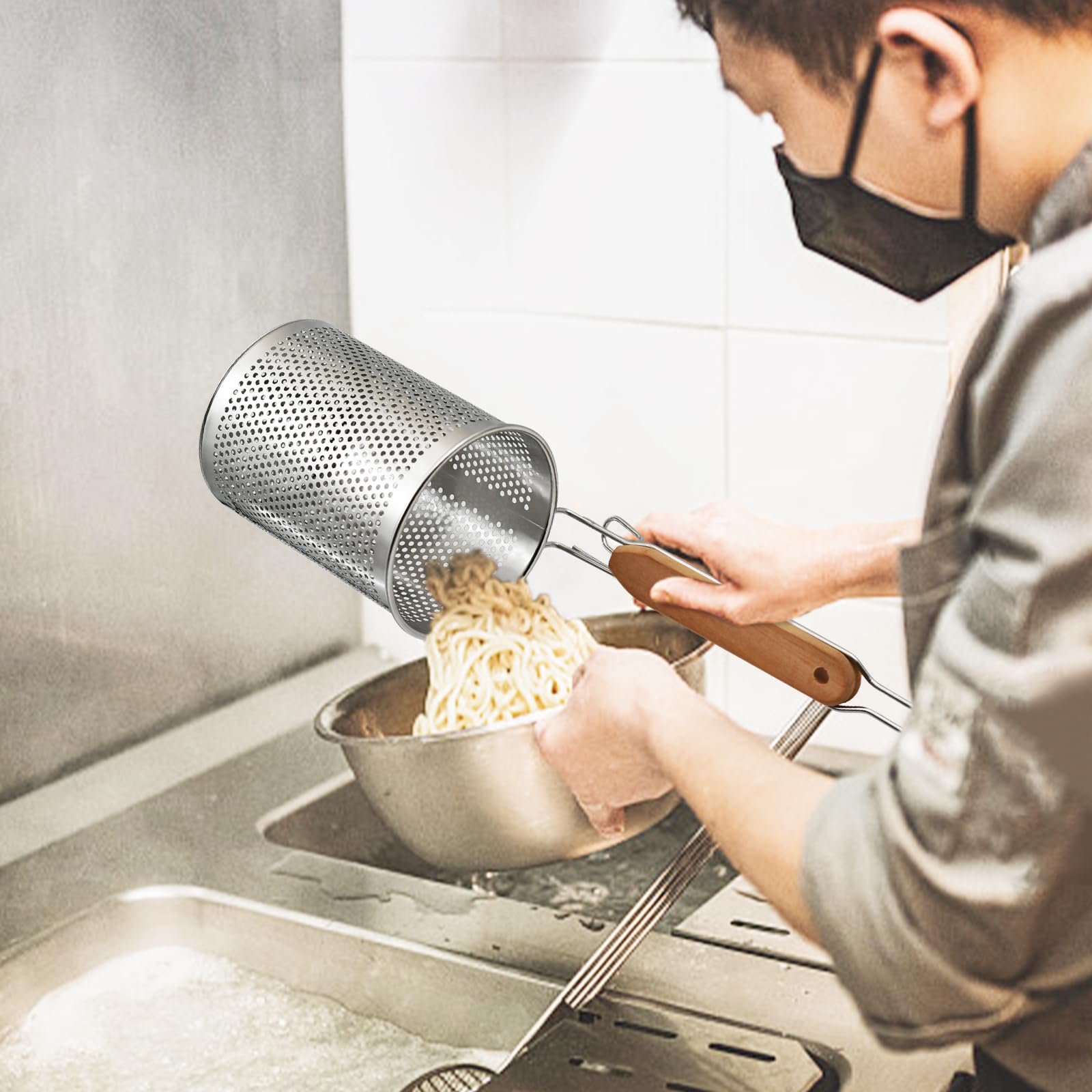 QYQRQF heat-resistant wooden handle keeps hands safe during cooking
