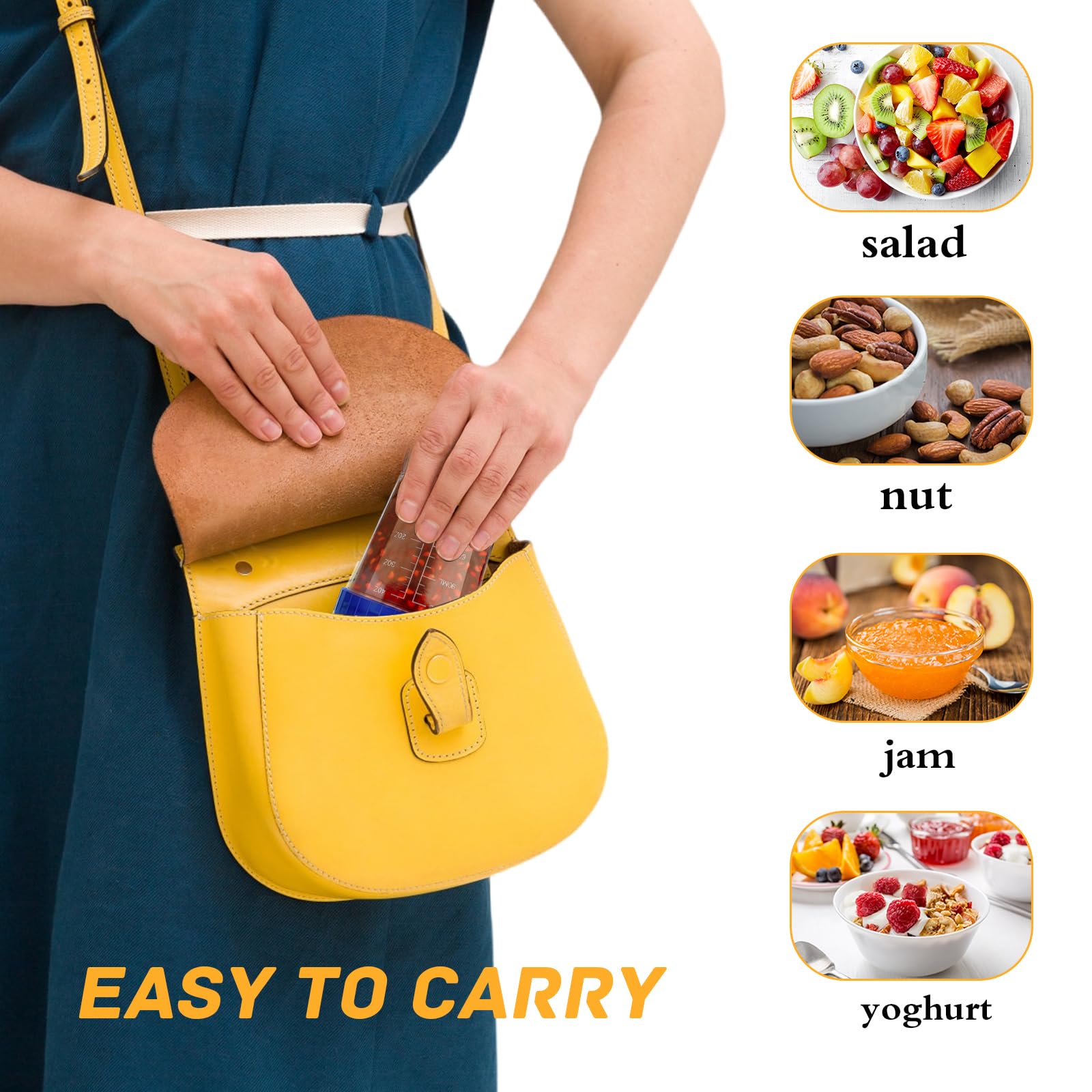 Qyyiguf reusable containers for dressings, jams, snacks on the go.
