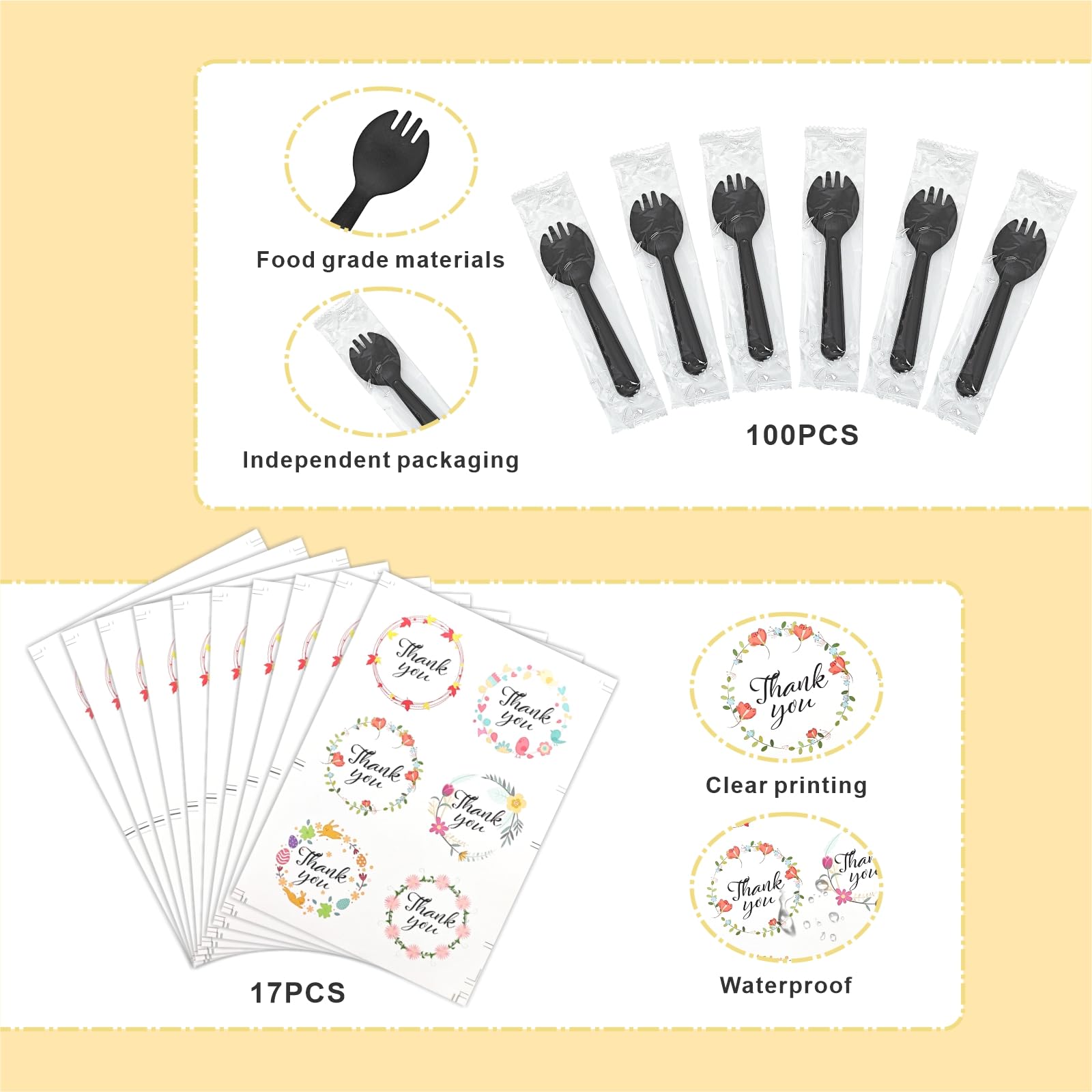 QZV disposable spoons included, convenient for serving at parties.
