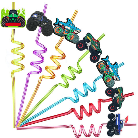 QZYCMHOO Monster Truck Straws in bright colors for party beverages