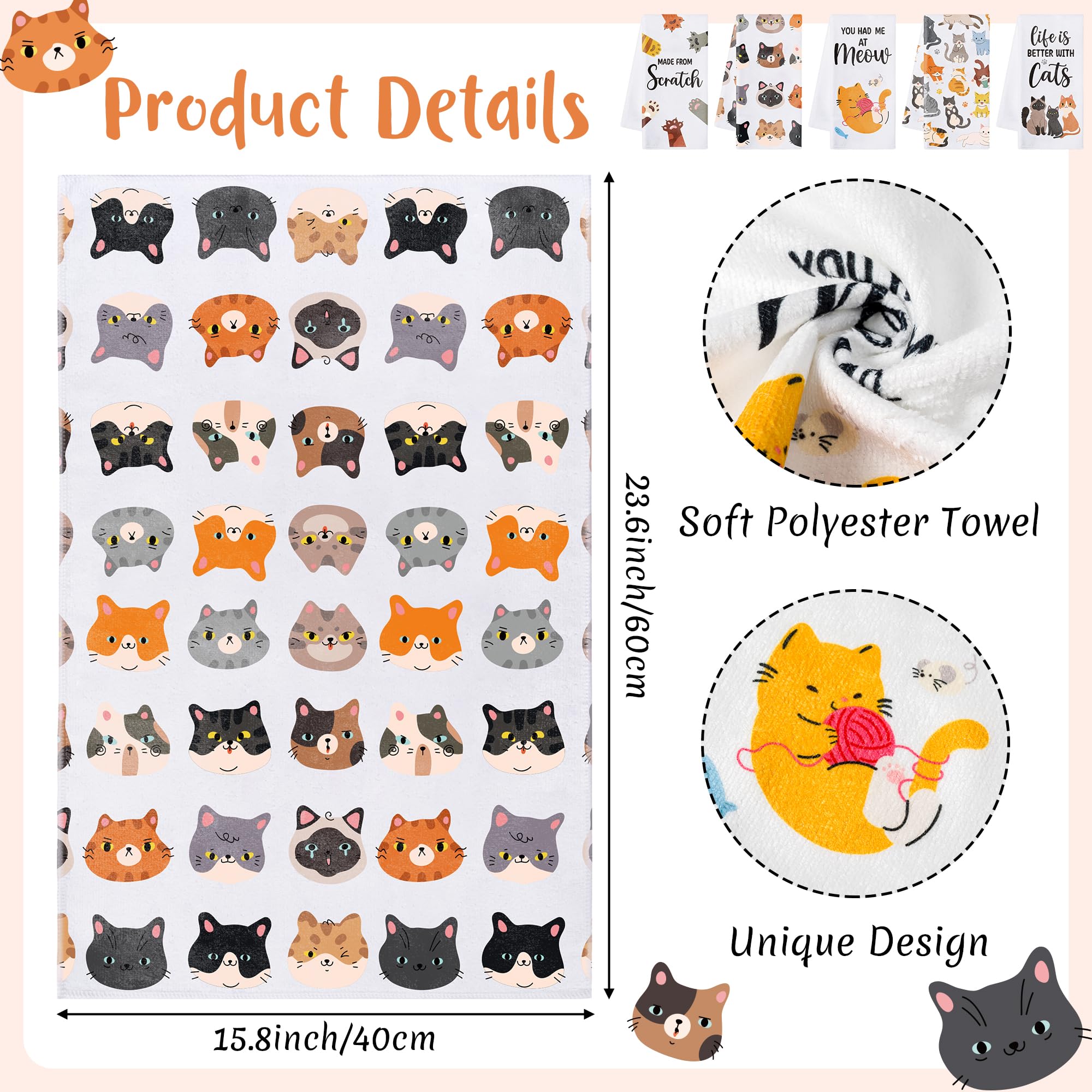 R HORSE cat-themed dishcloths laid flat with 15.8 x 23.6 inch size