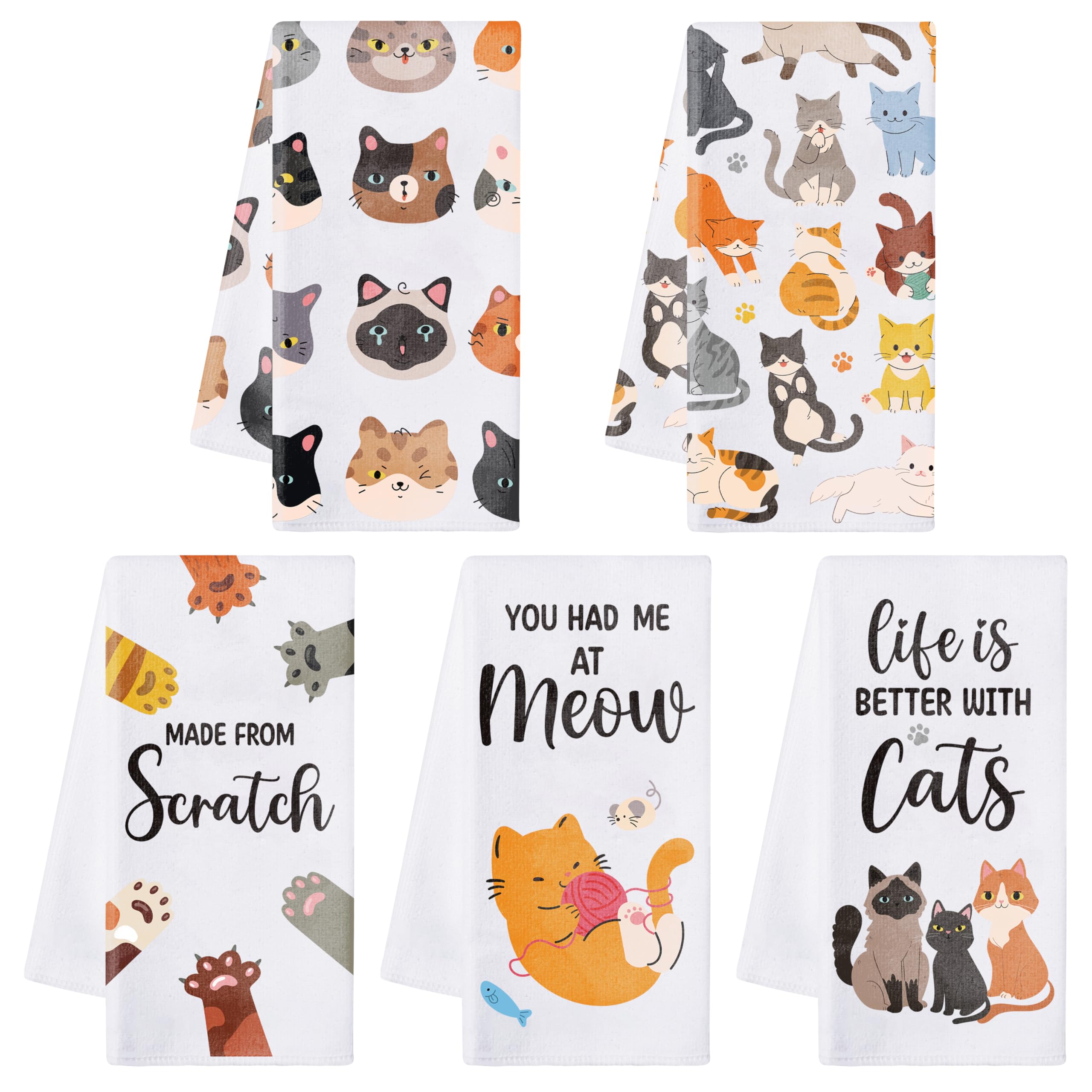 R HORSE cute cat dish towel close-up showing absorbent fibers for kitchens