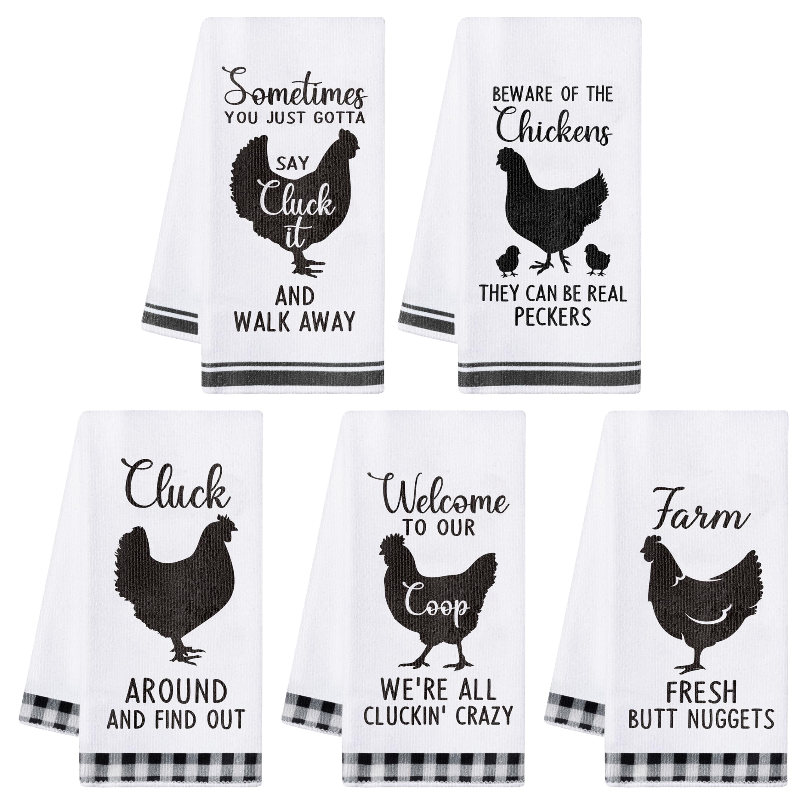 R HORSE funny chicken towel set decor brightens kitchens while drying dishes