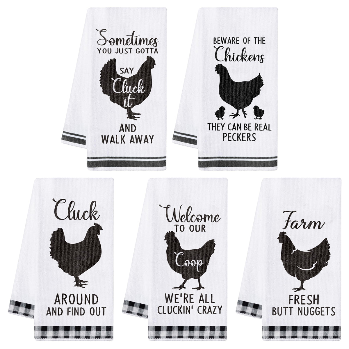 R HORSE funny chicken towel set decor brightens kitchens while drying dishes