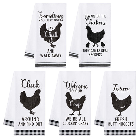 R HORSE funny chicken towel set decor brightens kitchens while drying dishes