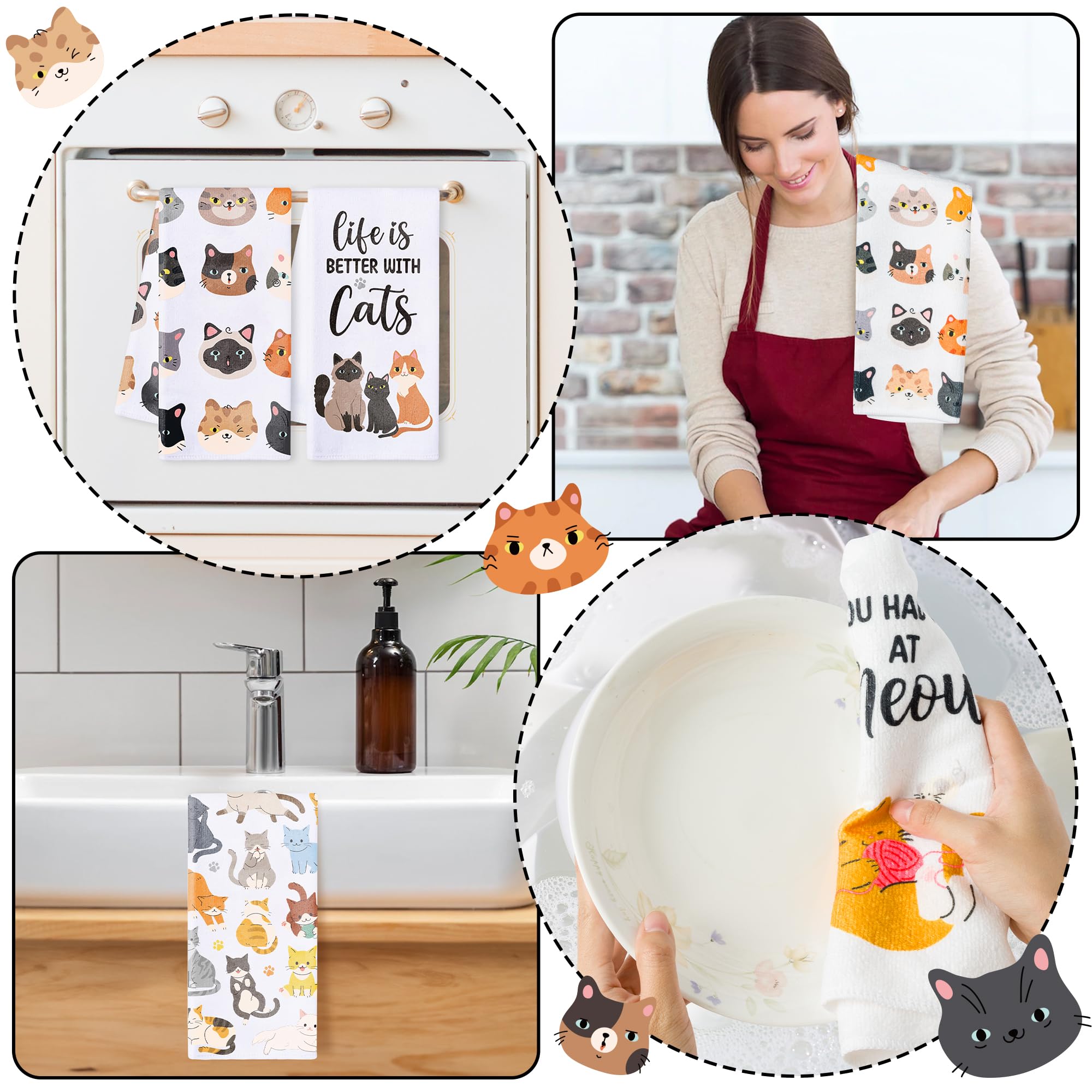R HORSE soft-touch towels absorb spills and add cat decor