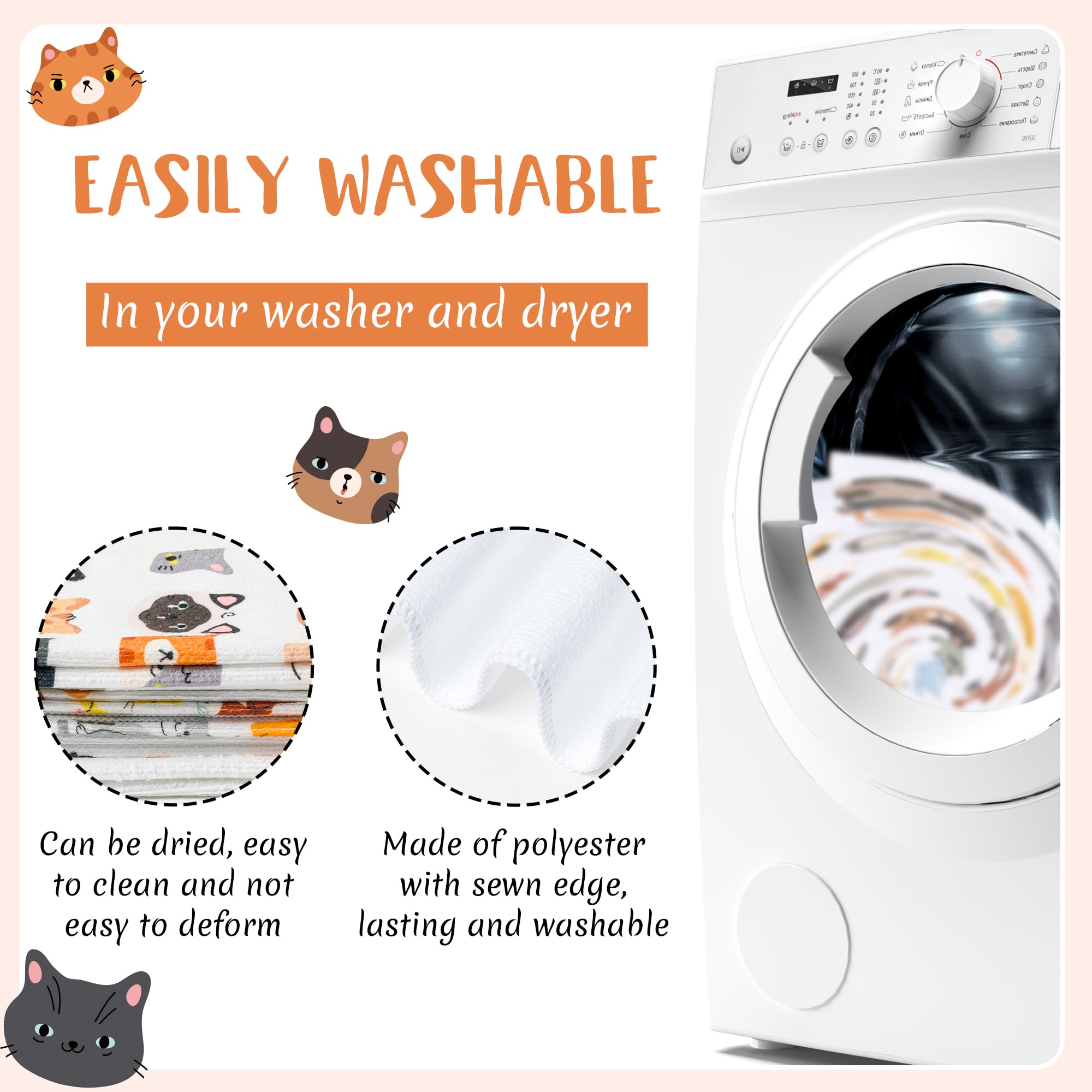 R HORSE towels hanging decoratively with cat prints and grease removal