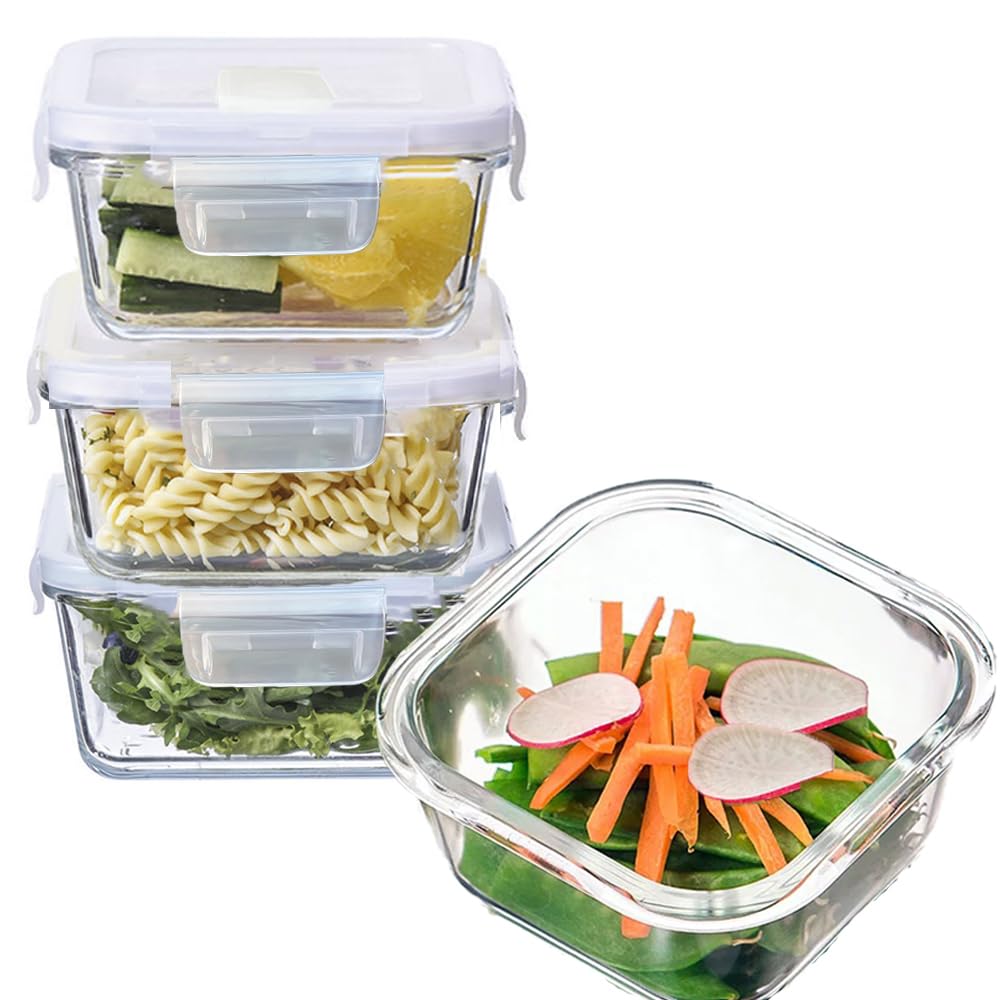 R.repad yay 2cup square glass container assembled for meal prep and freshness.