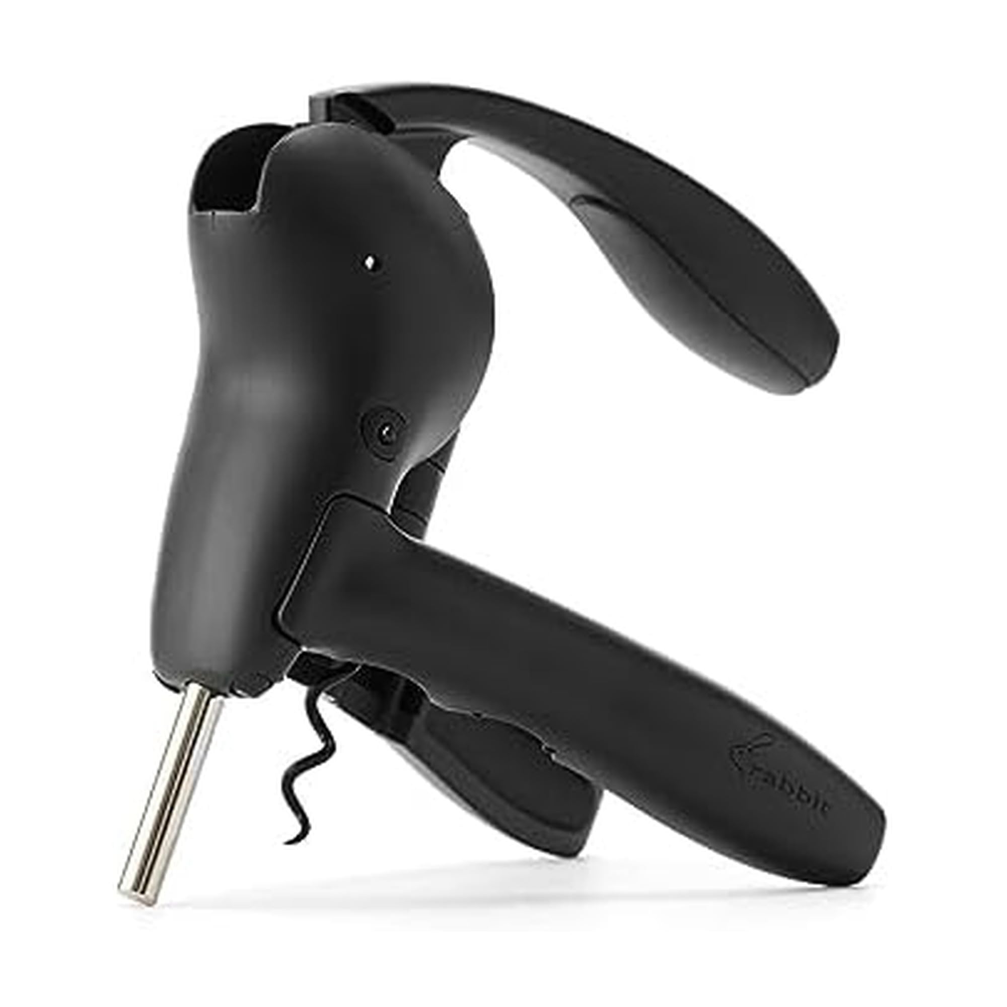 Rabbit lever corkscrew with built-in foil cutter for fast, clean foil removal.