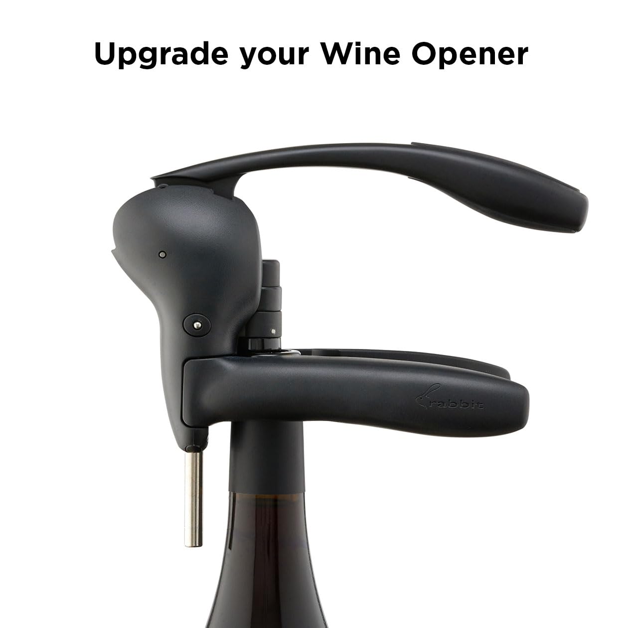 Rabbit corkscrew opens bottles quickly with minimal effort and clean cork removal.