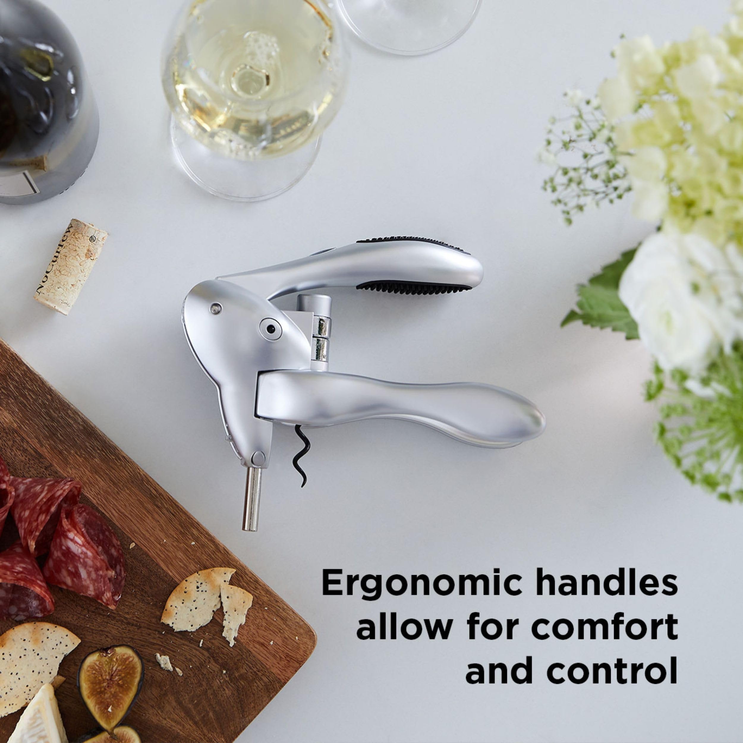 Rabbit Original lever corkscrew in use on a bottle
