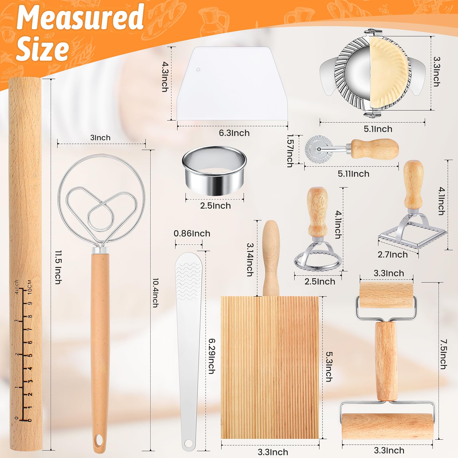 RABOKASI double-headed rolling pin for versatile dough options.