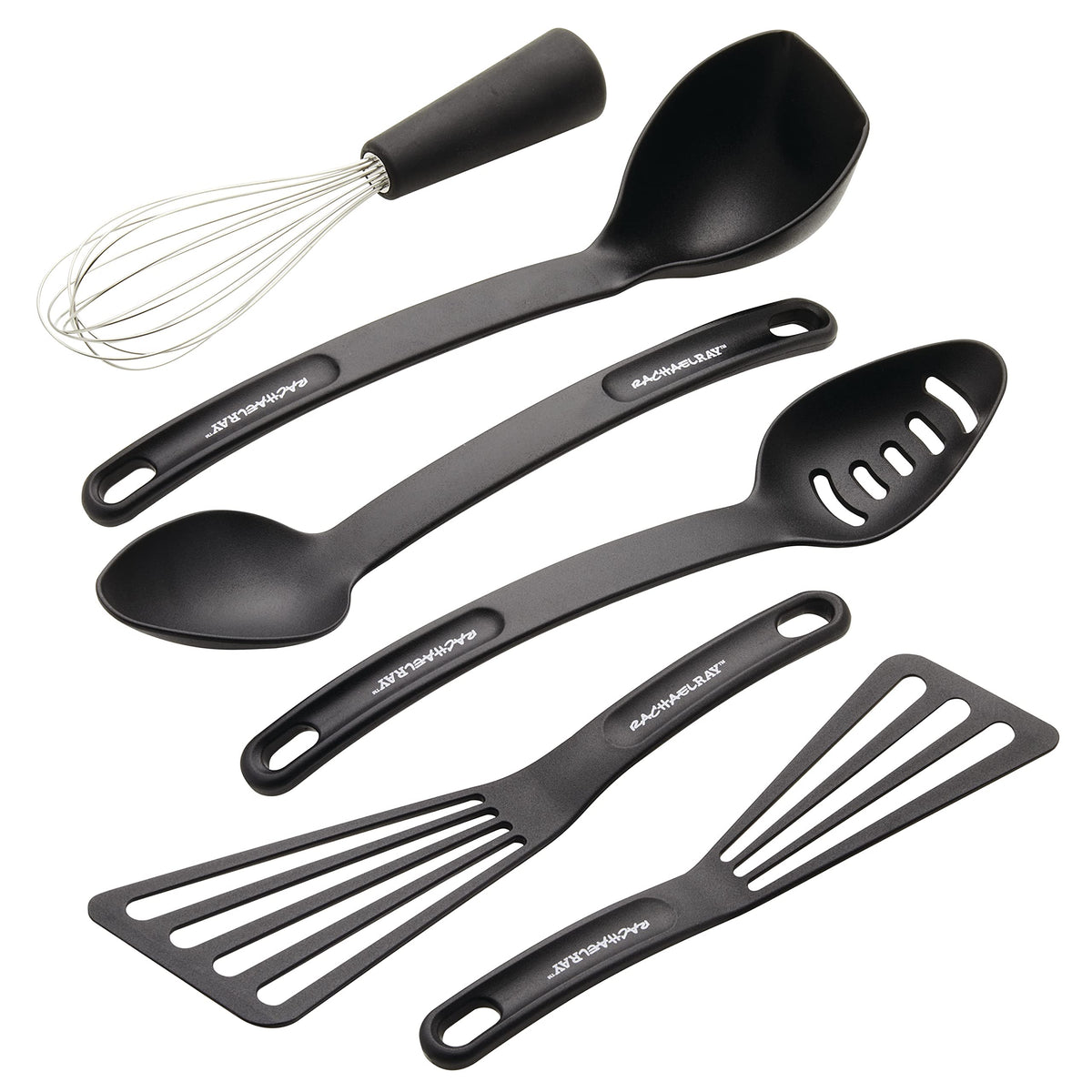 Rachael Ray 6-piece utensil solid spoon with soft grip for comfortable stirring
