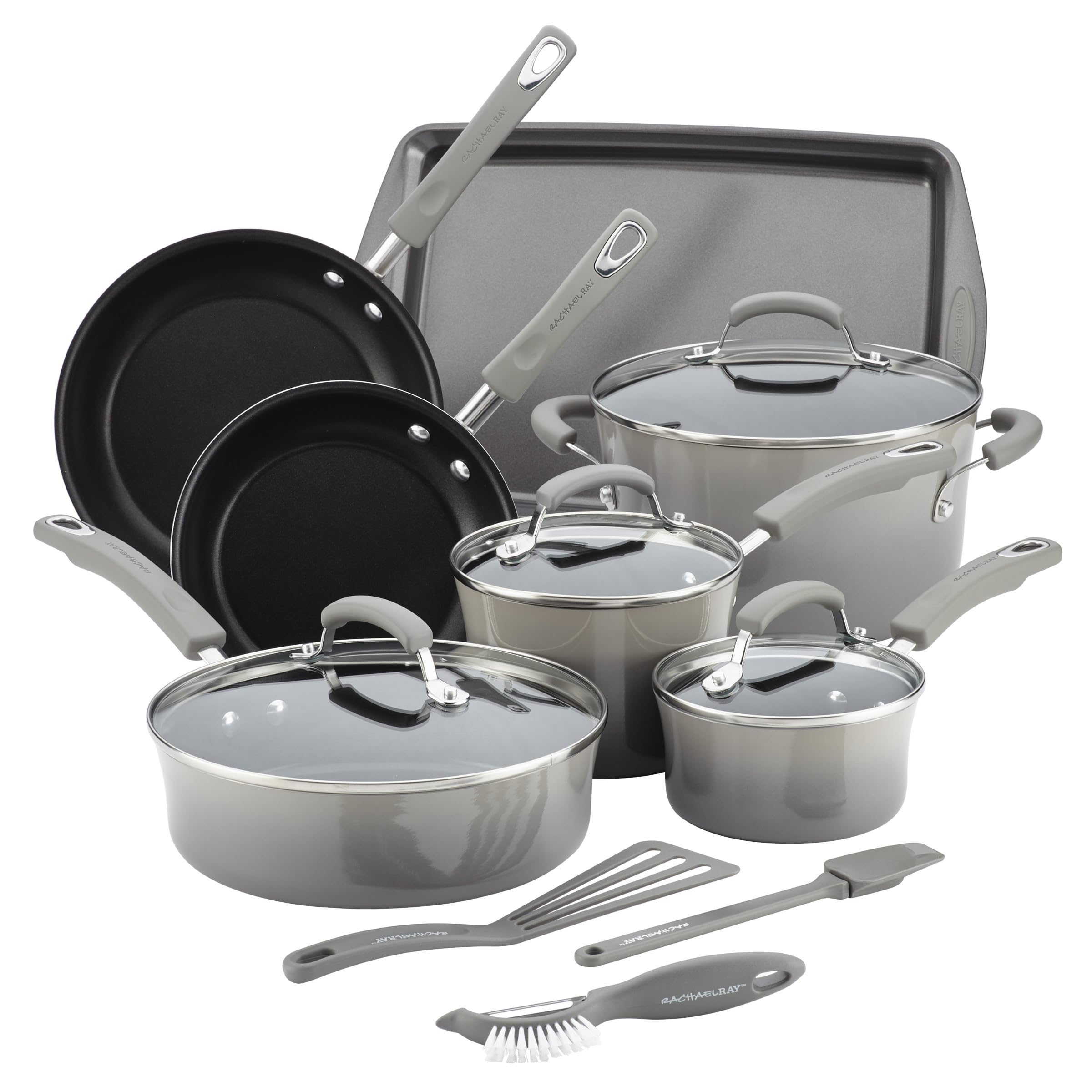 Rachael Ray Brights 1-qt sauce pan with lid for quick, even heating.