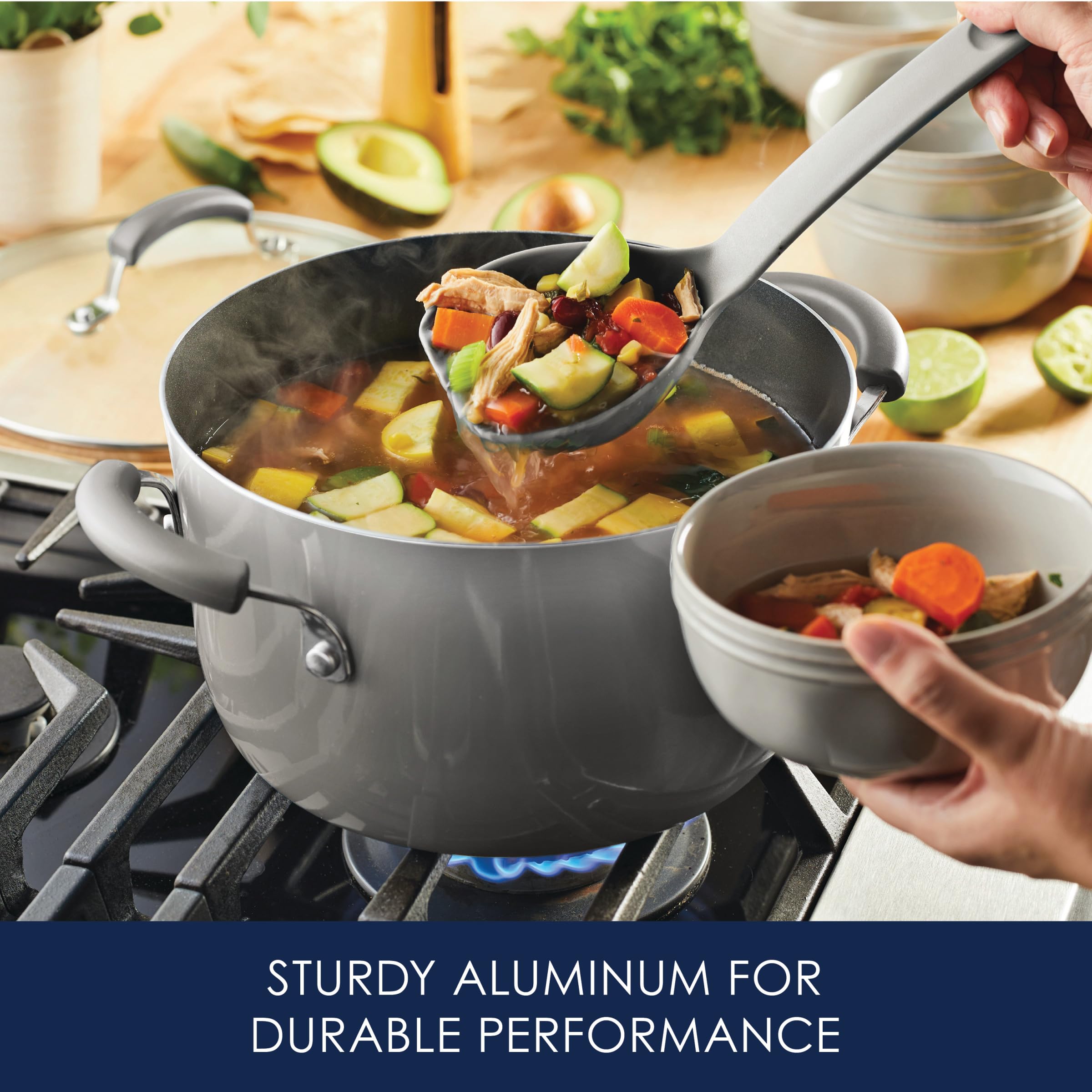 Rachael Ray Brights 8.5-inch frying pan for sautéing and browning.