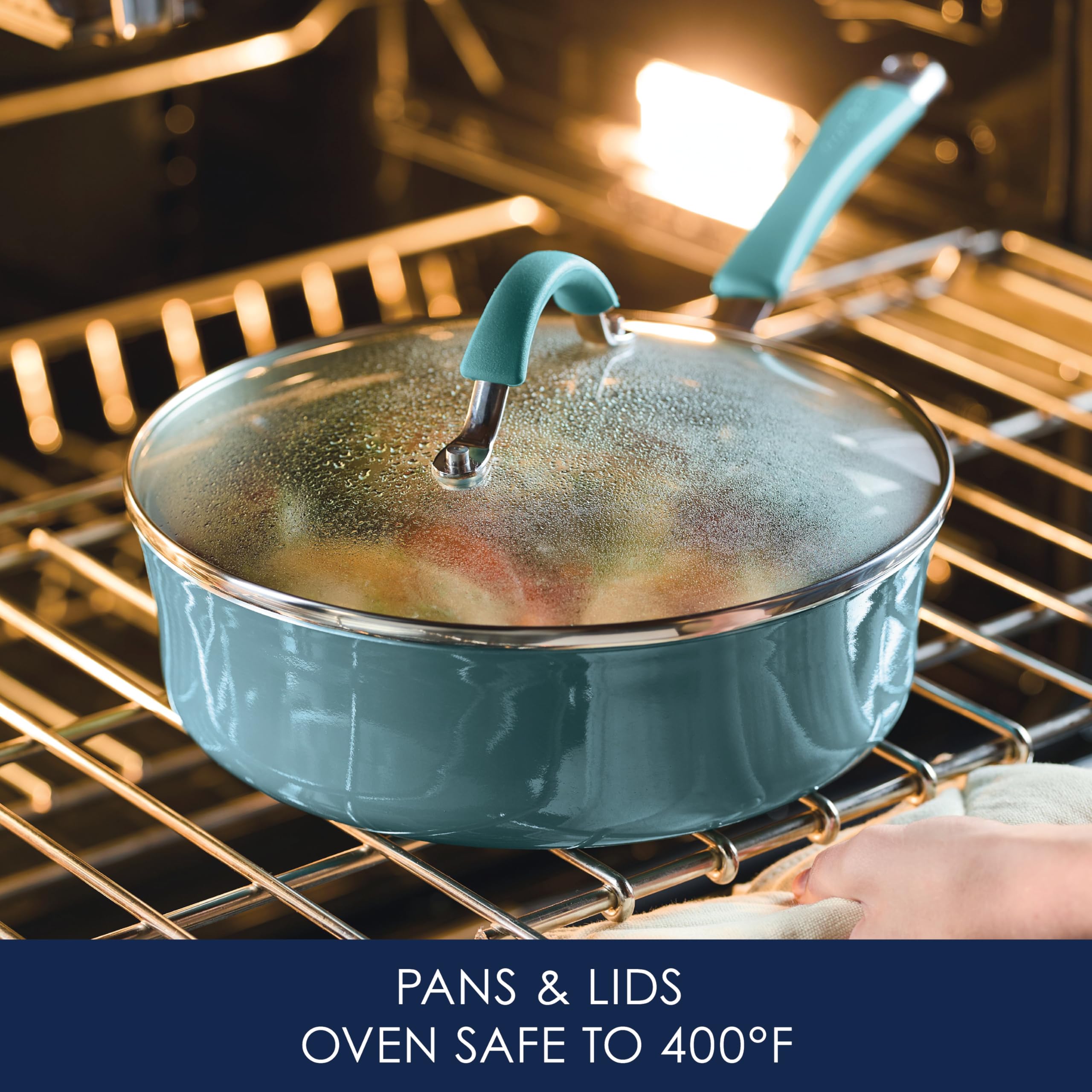 Rachael Ray Cucina 3-quart saute pan with lid for versatile one-pan meals.