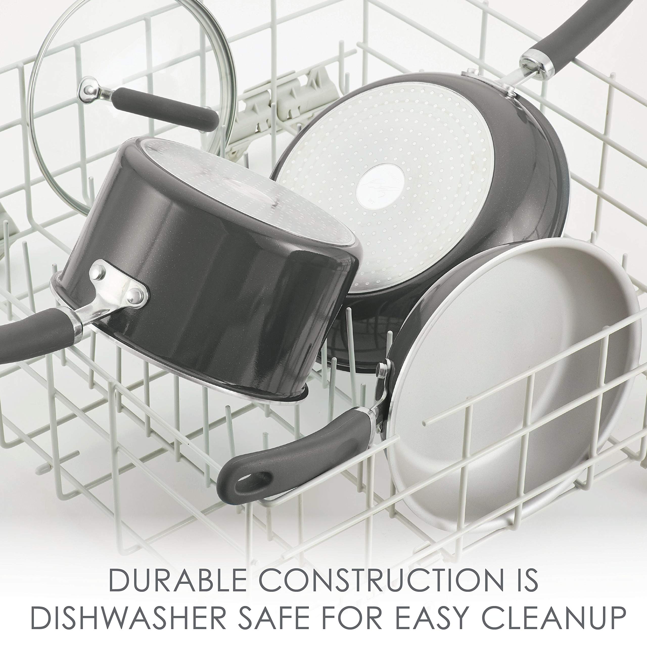 Rachael Ray dishwasher-safe cookware for quick cleanup after family meals.