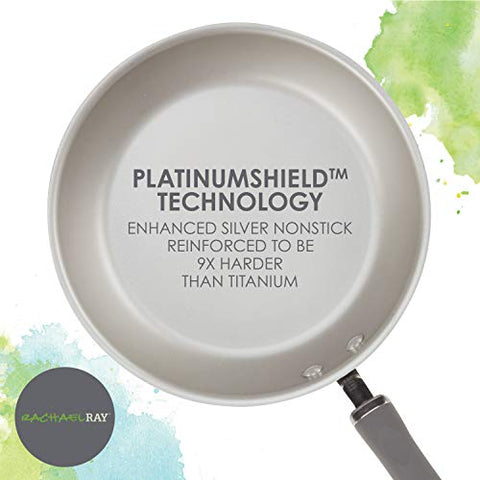 Rachael Ray durable aluminum construction for even heating and lighter everyday cooking.