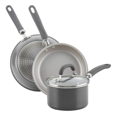 Rachael Ray lid with shatter-resistant glass for better cooking visibility.
