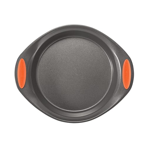 Rachael Ray Yum-o nonstick bakeware pan with grips, side view highlighting sturdy grip.