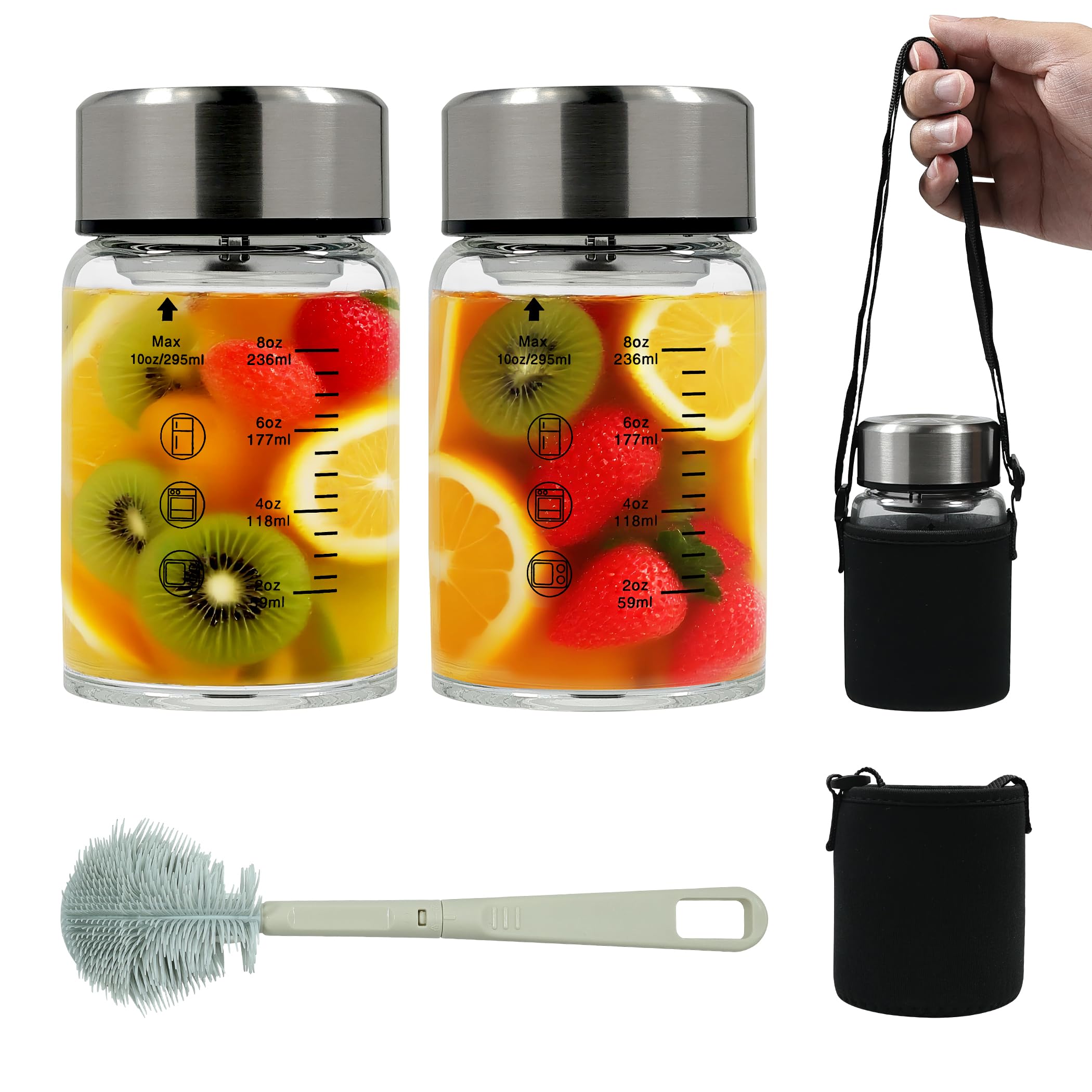 Rackickyer 10 oz borosilicate bottle front view for juicing and smoothies