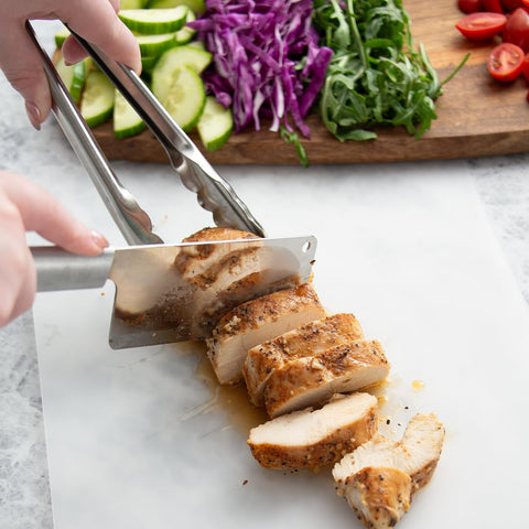 RADA Chef’s Dicer Knife onion dice showing efficient prep for even pieces