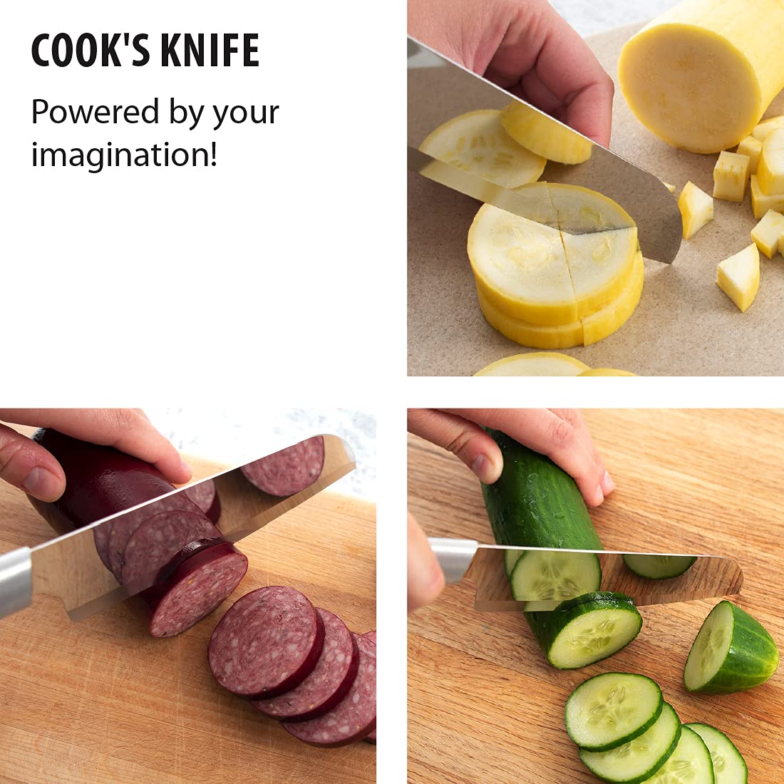 RADA Cook's Knife slicing vegetables and dicing evenly