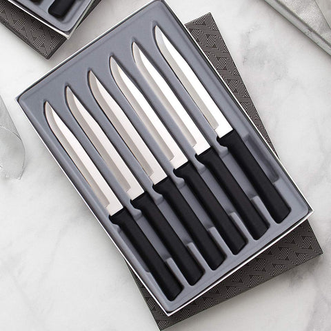 RADA black-handled knives, dishwasher safe for simple table service.