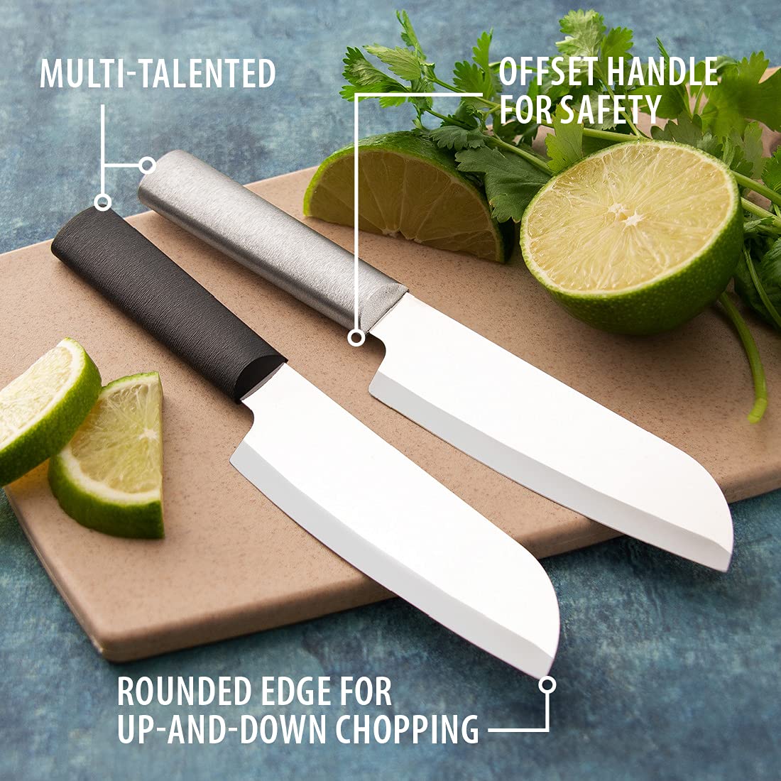 RADA cutlery cooks utility knife hollow ground edge enables precise, smooth slicing.