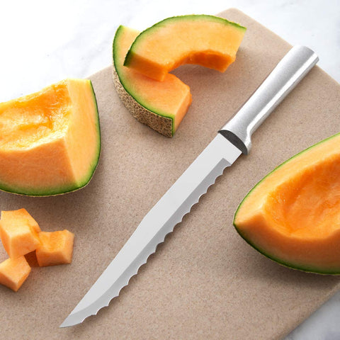 RADA serrated edge helps with cantaloupe outer skin and tough fruits.