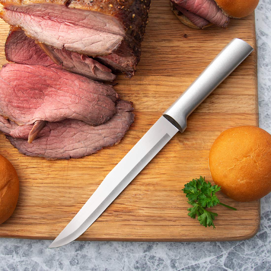 RADA Silver-handle knives feature brushed aluminum finish.