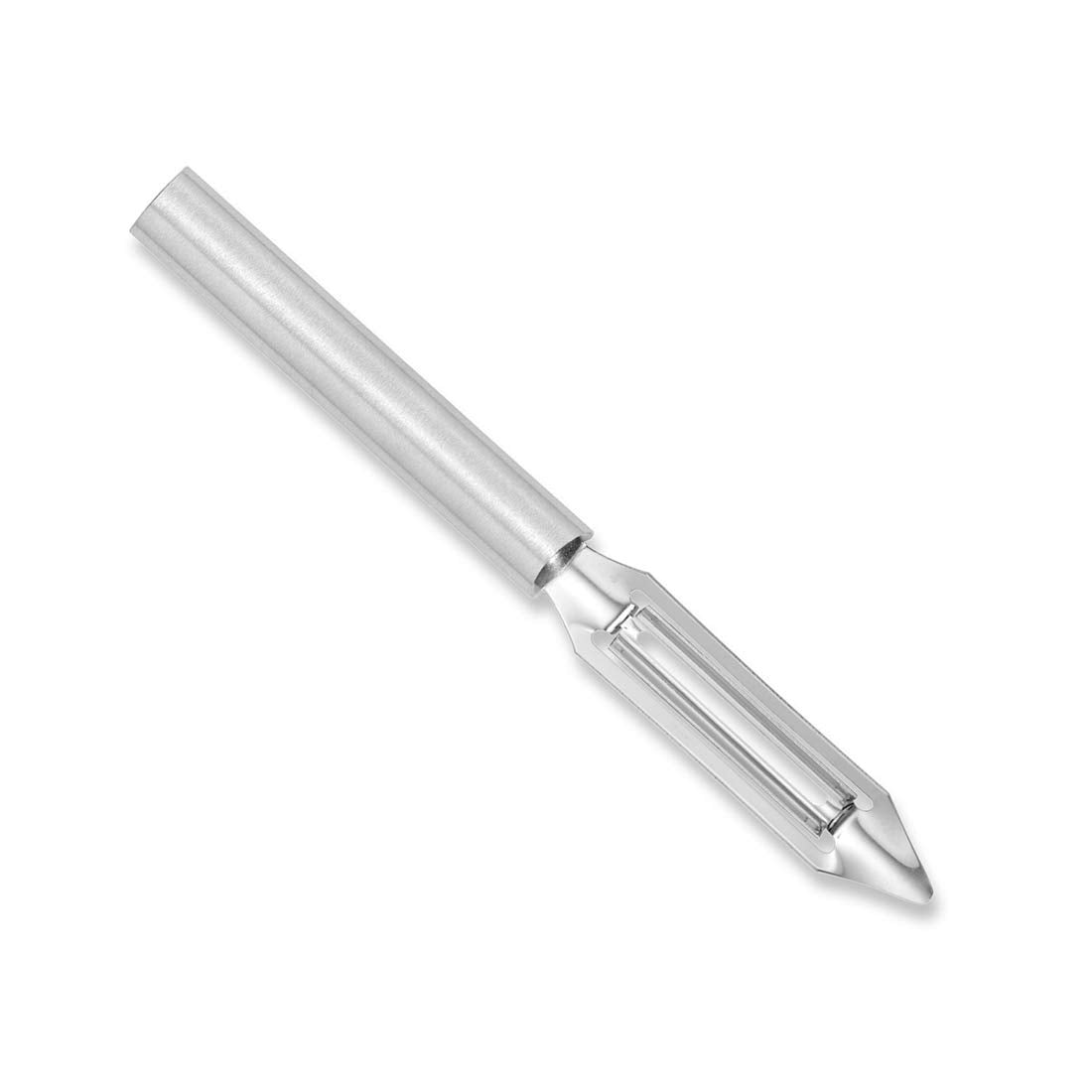 RADA Deluxe Vegetable Peeler blade close-up highlights the sharp edge for easy peeling.