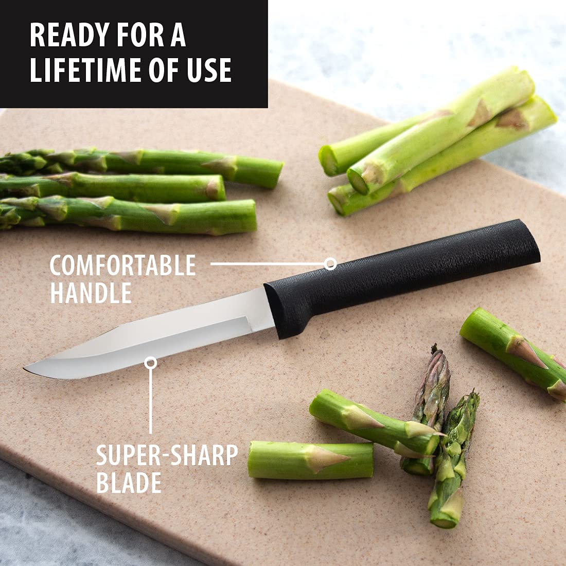RADA Everyday Paring Knife edge close-up demonstrating effortless peeling.