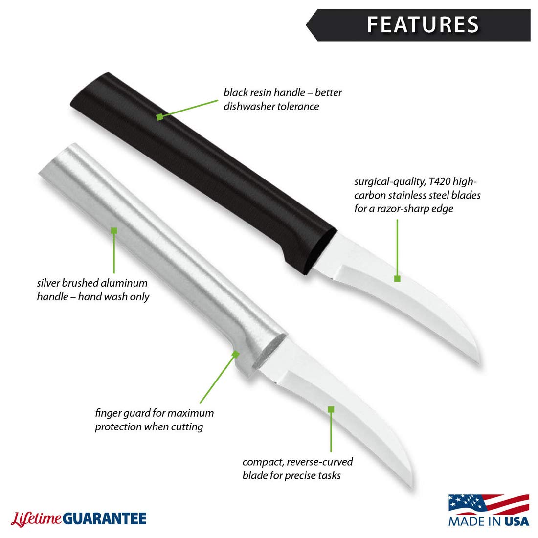 RADA Granny Paring Knife pack two compact blades designed for fruit prep