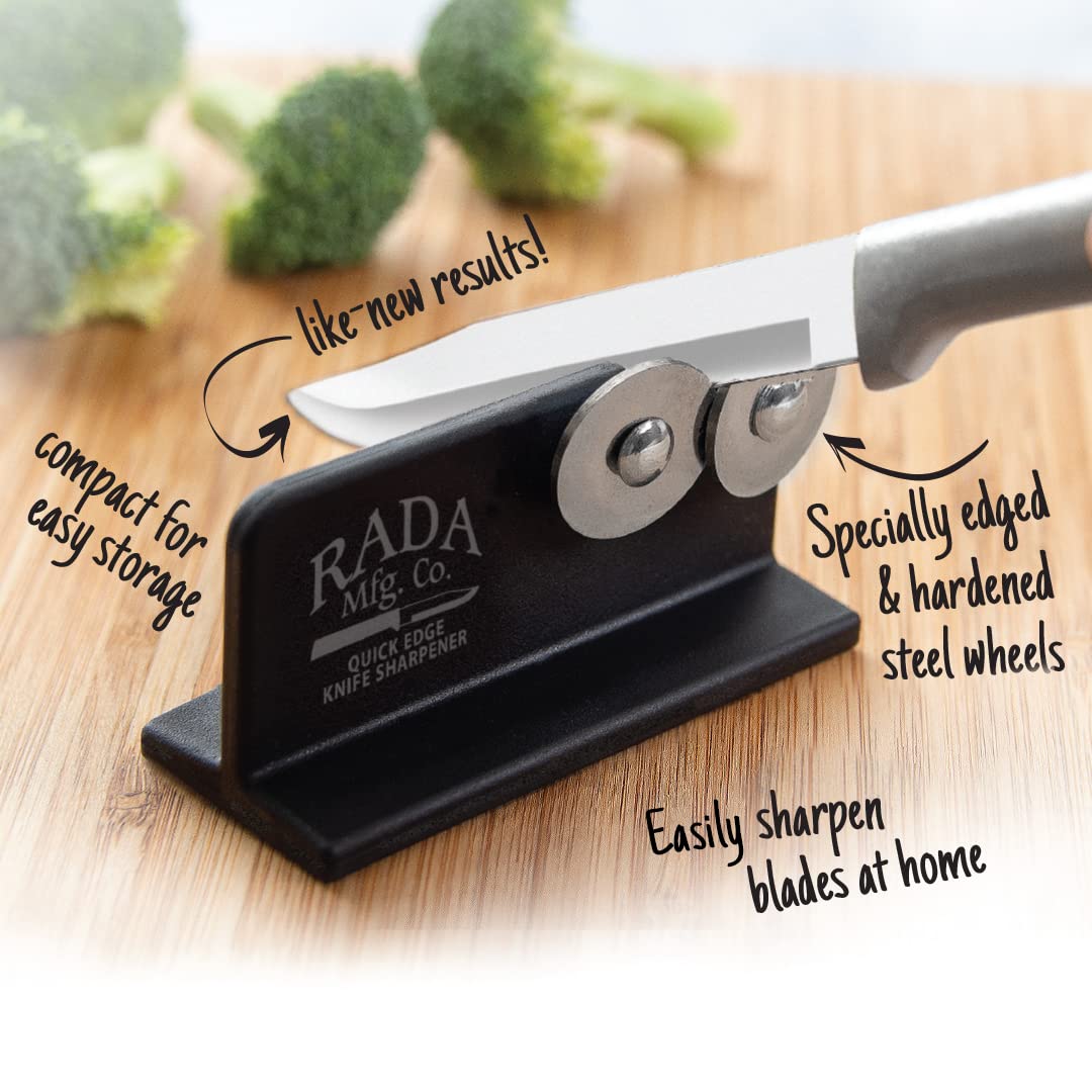 RADA Quick Edge Sharpener in use demonstrates sharpening straight blades like fillets