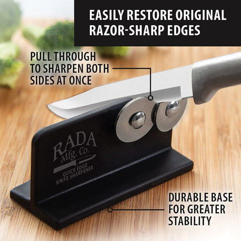 Rada Quick Edge Sharpener nylon base provides stable support during sharpening