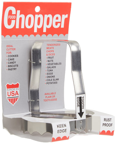 Rada R115S serrated chopper handles whole tomatoes with even dicing.