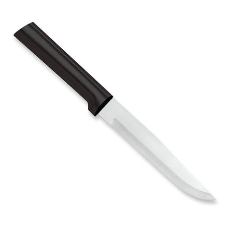 RADA Stubby Butcher Knife W206 blade close-up showing hollow ground edge for precision.