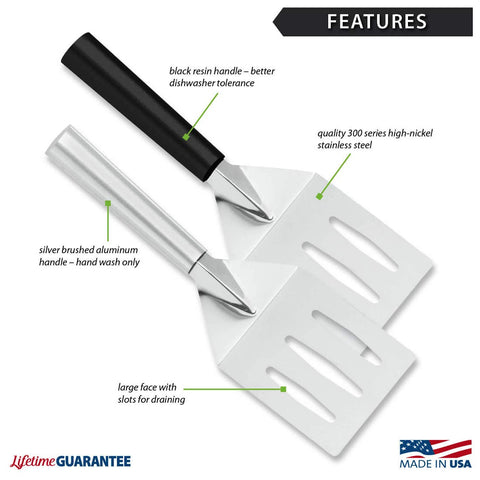 Rada Turnover R128 long aluminum handle for comfortable grip during cooking.