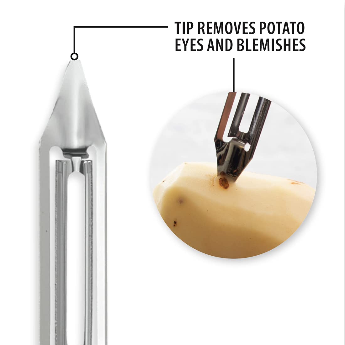 Rada stainless-steel blade delivers durability for daily kitchen use.